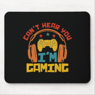 Retro Funny Gamer Headset Sorry Can't Hear You I'm Mouse Pad