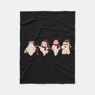Retro Funny Ghost Santa Sat Cute Christmas Ghosts  Fleece Blanket
