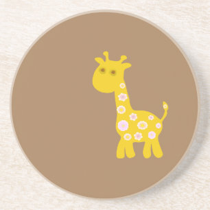Retro funny Giraffe of pastel pattern flowers  Coaster