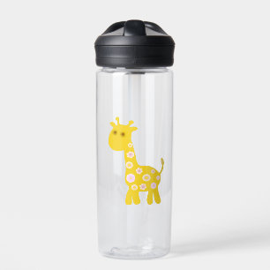 Retro funny Giraffe of pastel pattern flowers Water Bottle