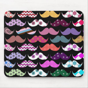 Retro Funny Girly Moustache Moustache Pattern Mouse Pad