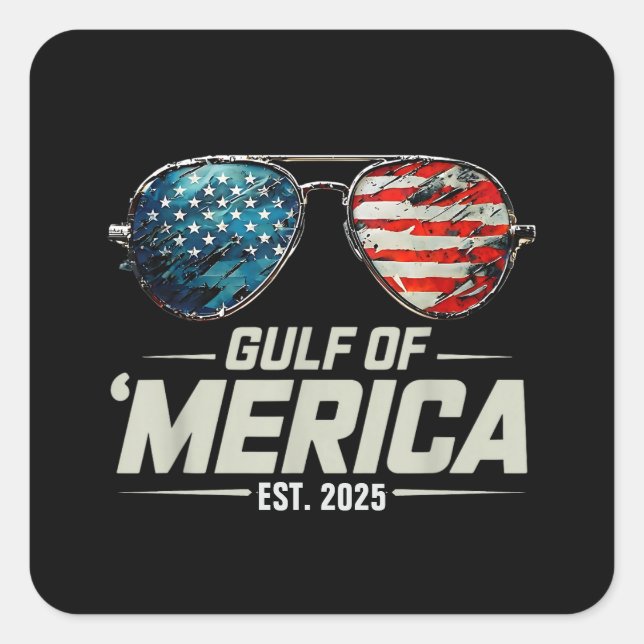 Retro Funny Gulf Of USA America 2025 Sunglasses Square Sticker (Front)