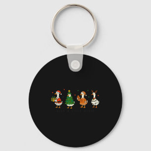 Retro Funny Just A Jolly Goose Santa Christmas Tre Keychain