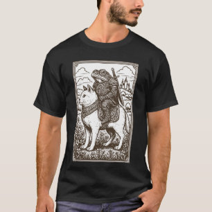 Retro Funny Medieval Frog On Cat Weird Stuff Unhin T-Shirt