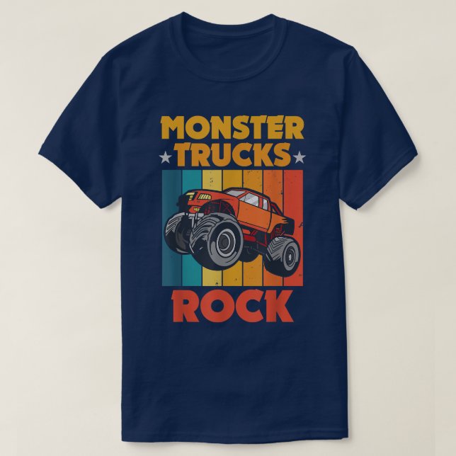 Retro Funny Monster Trucks Are My Jam Tricks Stunt T-Shirt (Design Front)