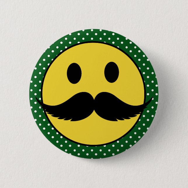 Retro Funny Moustache Moustache Face 2 Inch Round Button (Front)