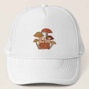 Retro Funny Mushroom Eat Me Trucker Hat