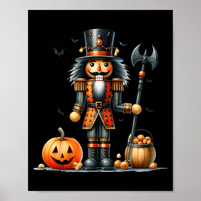 Retro Funny Nutcracker And Pumkins Hallothanksmas  Poster (Front)