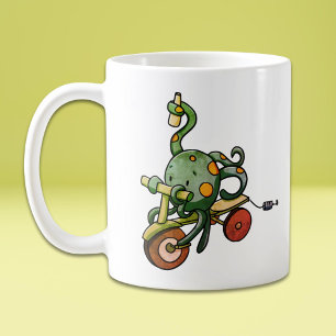 Retro Funny Octopus Drinking Coffee Mug