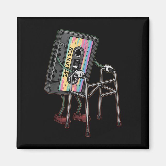 Retro Funny Old Cette Tape Walker Never Forget Flo Magnet (Front)