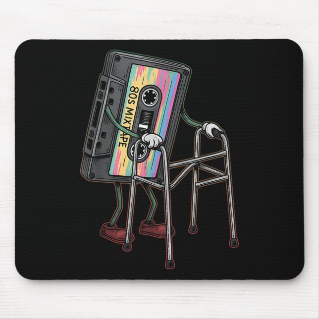 Retro Funny Old Cette Tape Walker Never Forget Flo Mouse Pad (Front)
