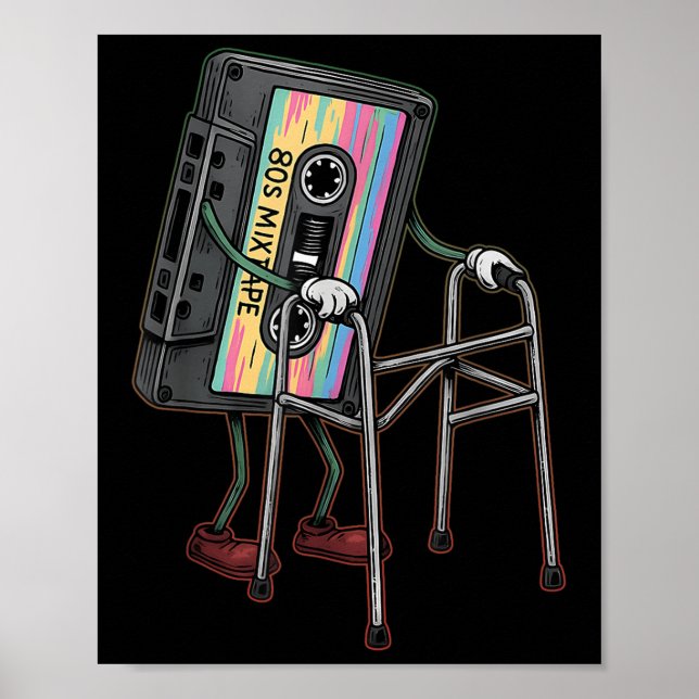 Retro Funny Old Cette Tape Walker Never Forget Flo Poster (Front)