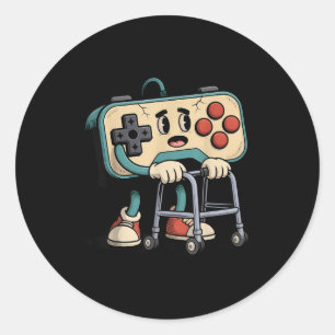 Retro Funny Old Gamer 80s 90s Clic Video Game Humo Classic Round Sticker
