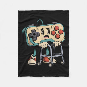 Retro Funny Old Gamer 80s 90s Clic Video Game Humo Fleece Blanket