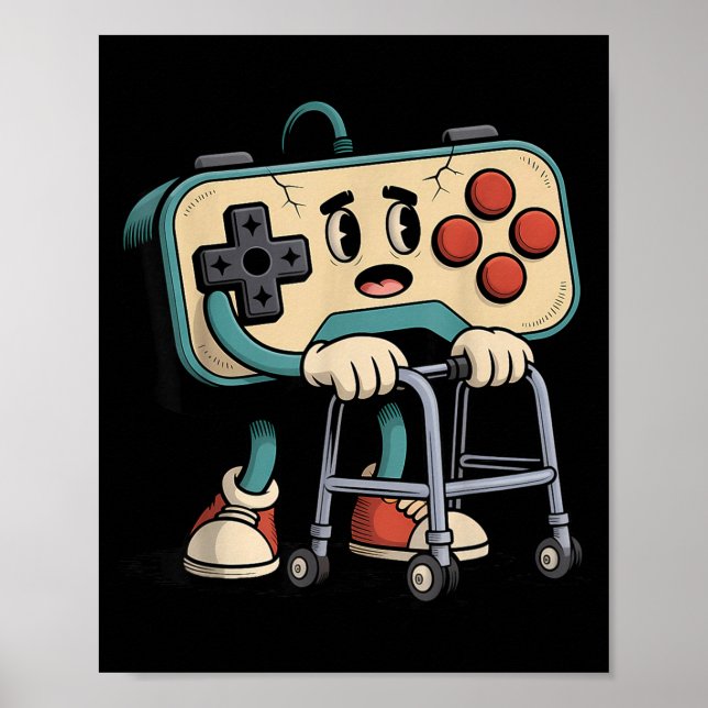 Retro Funny Old Gamer 80s 90s Clic Video Game Humo Poster (Front)