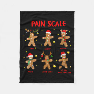Retro Funny Pain Scale Gingerbread Nurse Christmas Fleece Blanket