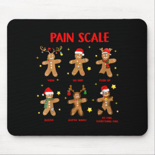 Retro Funny Pain Scale Gingerbread Nurse Christmas Mouse Pad