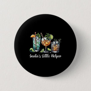 Retro Funny Santa's Little Helper Martini Merry Ch 2 Inch Round Button