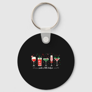 Retro Funny Santa's Little Helper Martini Merry Ch Keychain