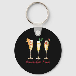 Retro Funny Santa's Little Helper Martini Merry Ch Keychain