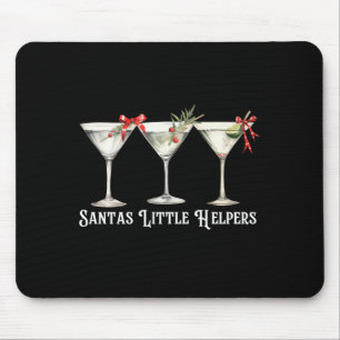 Retro Funny Santa's Little Helper Martini Merry Ch Mouse Pad