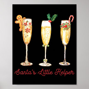 Retro Funny Santa's Little Helper Martini Merry Ch Poster