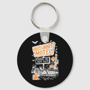 Retro Funny Skeleton Dust And Bones Motel Spooky H Keychain