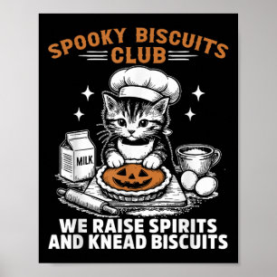 Retro Funny Spooky Biscuits Club Cat Lovers Pastry Poster