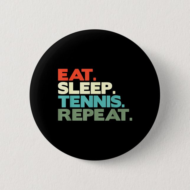 Retro Funny Tennis Players Summer Racket Ball 2 Inch Round Button (Front)