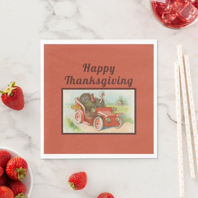 Retro Funny Thanksgiving Meme Cute Turkey Cartoon Napkin (Insitu)
