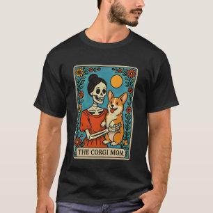 Retro Funny The Corgi Mom Skeleton Halloween Costu T-Shirt