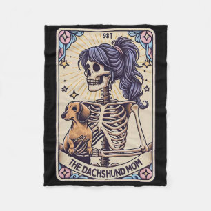 Retro Funny The Dachshund Mom Tarot Card Skeleton Fleece Blanket