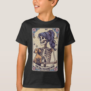Retro Funny The Dachshund Mom Tarot Card Skeleton T-Shirt