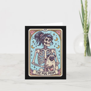 Retro Funny The Pug Dog Mom Tarot Card Skeleton Ha