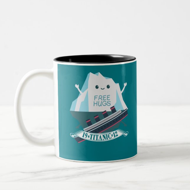 Retro Funny Titanic Iceberg 1912 Cruis Vessel Two-Tone Coffee Mug (Left)