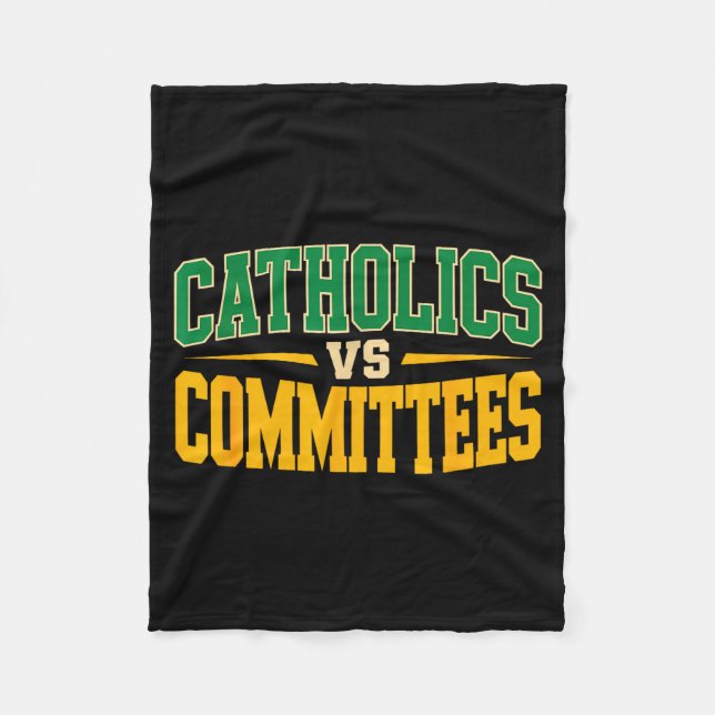 Retro Funny Trendy Sarcastic Saying Catholics Vs C Fleece Blanket (Front)
