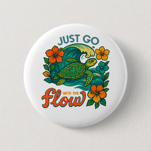 Retro Funny Turtle Shell Yeah Its Summer 2 Inch Round Button
