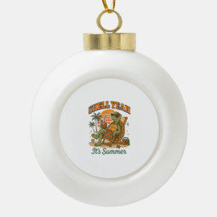 Retro Funny Turtle Shell Yeah Its Summer Ceramic Ball Christmas Ornament