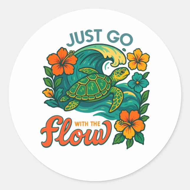Retro Funny Turtle Shell Yeah Its Summer Classic Round Sticker (Front)