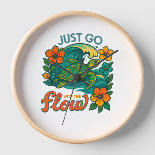 Retro Funny Turtle Shell Yeah Its Summer Clock