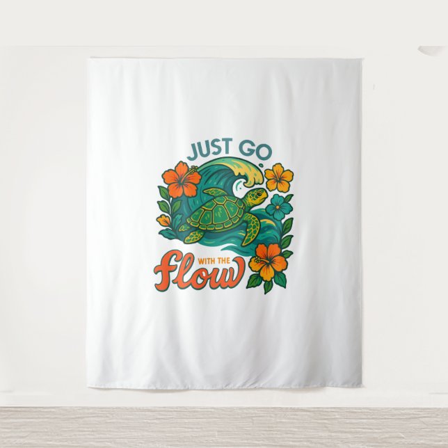 Retro Funny Turtle Shell Yeah Its Summer Tapestry (Front)
