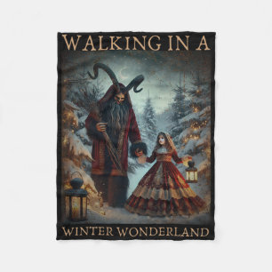 Retro Funny Walking In A Winter Wonderland Merry C Fleece Blanket