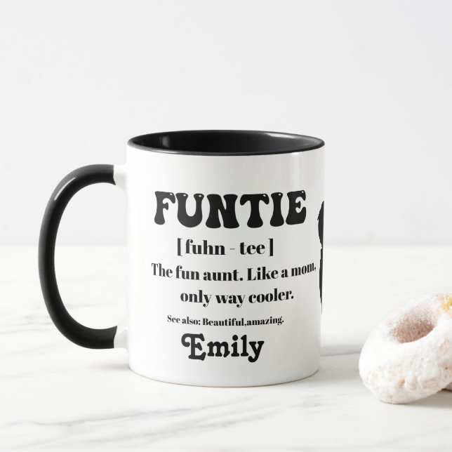 Retro Funtie Definition Personalized Auntie  Mug (With Donut)