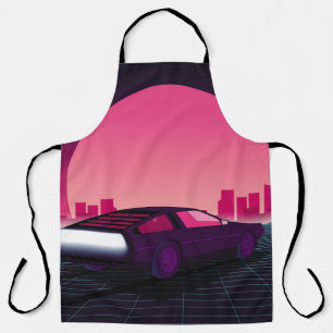 Retro future. 80s style sci-fi background with sup apron