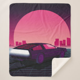 Retro future. 80s style sci-fi background with sup sherpa blanket