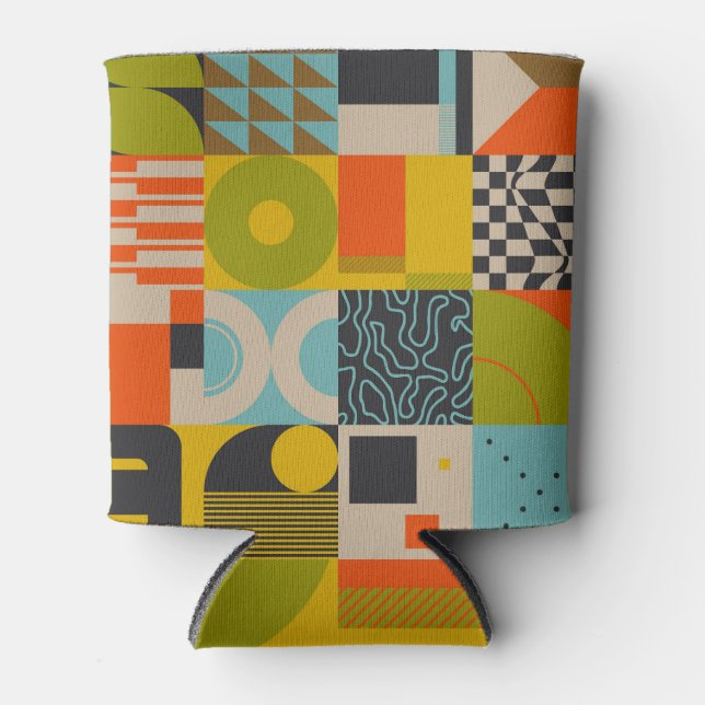 Retro future: abstract pastel artwork. can cooler (Front)