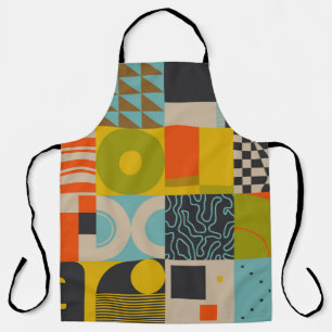 Retro future inspired artwork of abstract symbols  apron