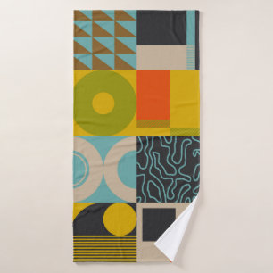 Retro future inspired artwork of abstract symbols bath towel