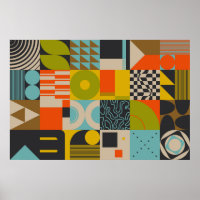 Retro future inspired artwork of abstract symbols 