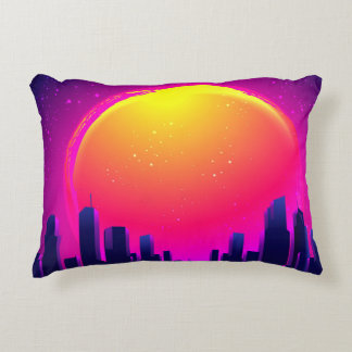 Retro Futurism. futuristic synth wave illustration Accent Pillow